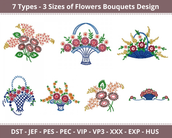 Flowers Bouquets Machine Embroidery Designs