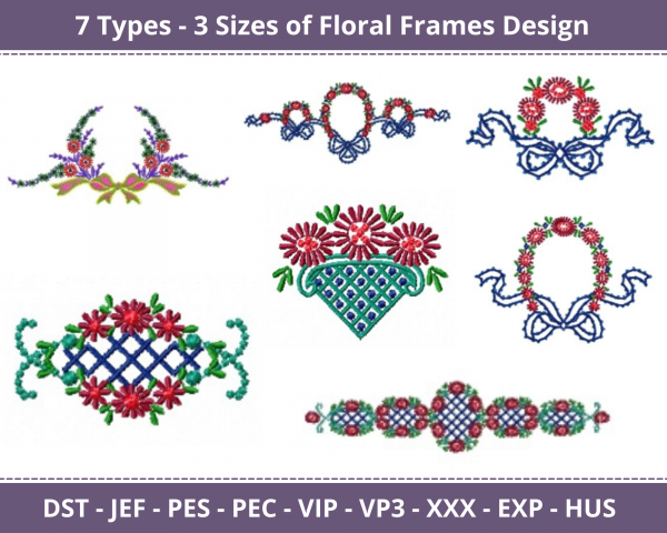 Floral Frames Machine Embroidery Designs-7 Types-3 Sizes-instant download