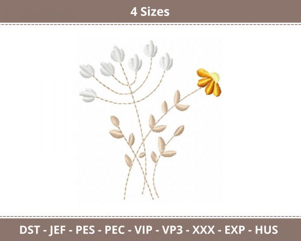 Flower & Leaf Machine Embroidery Designs-4 Sizes-instant download