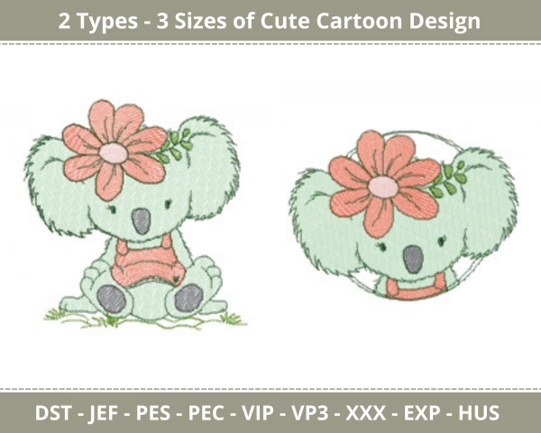 Cute Cartoon Machine Embroidery Designs-2 Types-3 Sizes-instant download