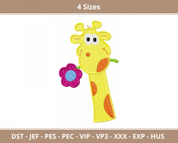 Giraffe Face Machine Embroidery Designs-4 Sizes-instant download
