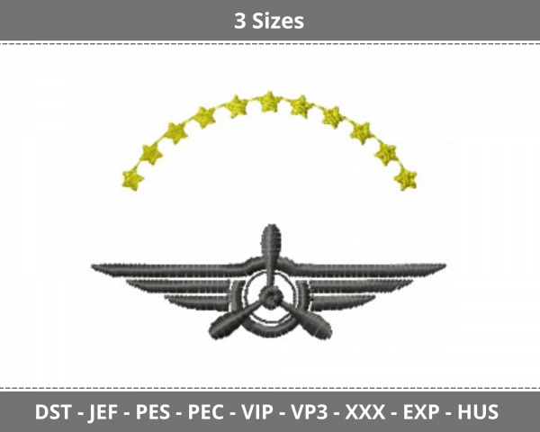 Pilot Wings Machine Embroidery Designs-3 Sizes-instant download