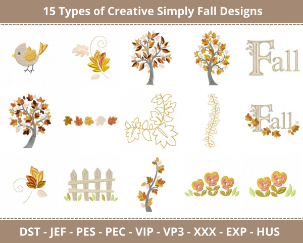 Creative Simply Fall Machine Embroidery Design