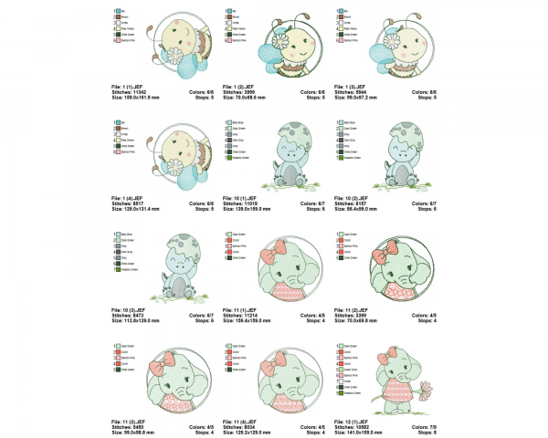 Baby Animals Machine Embroidery Designs-40 Types-3 Sizes-instant download