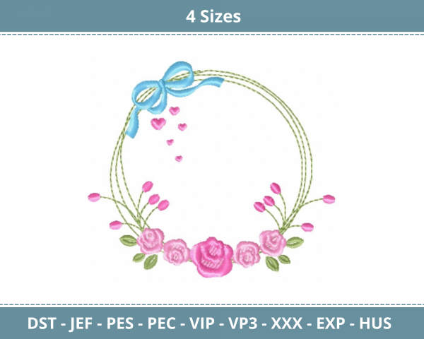 Floral Frame Machine Embroidery Designs-4 Sizes-instant download