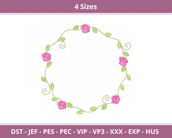 Rose Flower Frame Machine Embroidery Designs-4 Sizes-instant download