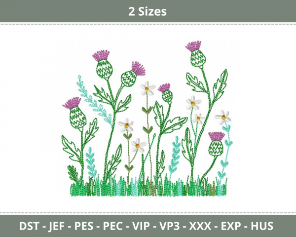 Green Garden With Flower Machine Embroidery Designs-2 Sizes-instant download