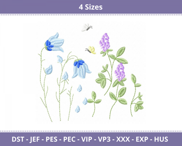 Flower With Plants Machine Embroidery Designs-4 Sizes-instant download