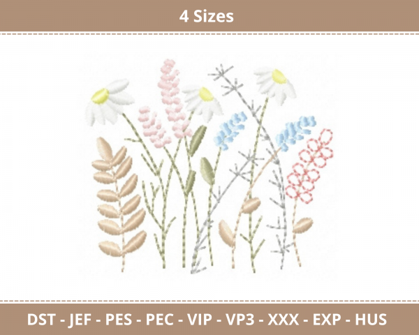 Decorative Flowers & Leaves Machine Embroidery Designs-4 Sizes-instant download