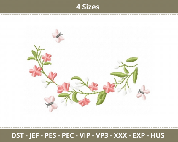 Flowers Border Machine Embroidery Designs-4 Sizes-instant download
