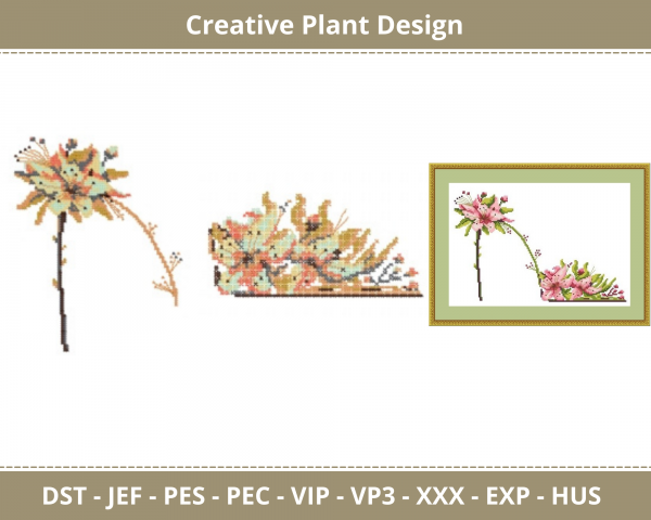 Creative Plant Machine Embroidery Design