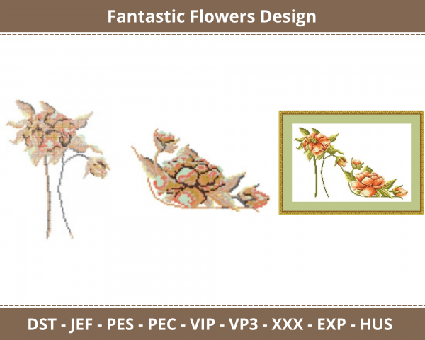 Fantastic Flowers Machine Embroidery Designs-1 Size-instant download