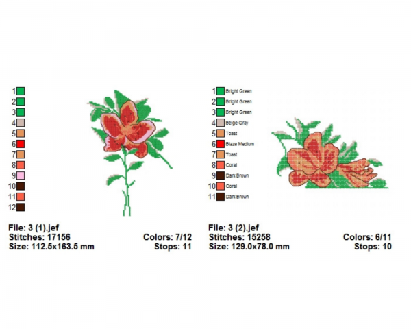 Flower & Leaf Machine Embroidery Designs-1 Size-instant download