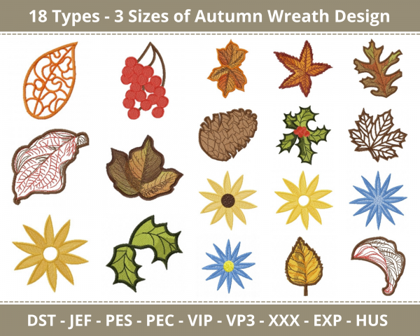 Autumn Wreath Machine Embroidery Designs