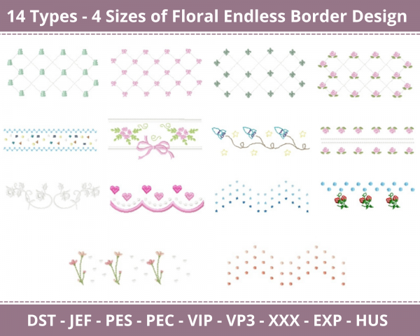 Floral Endless Border Machine Embroidery Designs