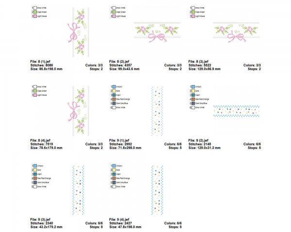Floral Endless Border Machine Embroidery Designs-14 Types-4 Sizes-instant download