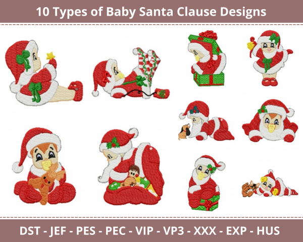 Baby Santa Clause Machine Embroidery Designs-10 Types-1 Size-instant download