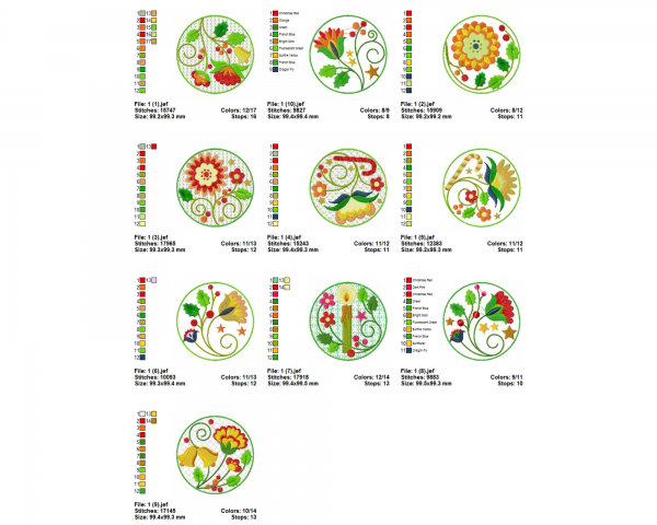 Christmas Machine Embroidery Designs-10 Types-1 Size-instant download