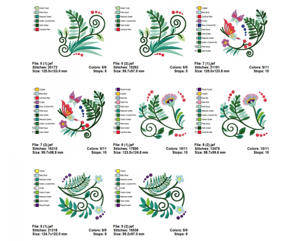 Creative Leaves & Flowers Machine Embroidery Designs-10 Types-2 Sizes-instant download