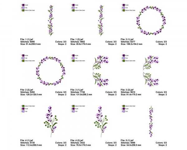Leaves Bouquets Machine Embroidery Designs-7 Types-2 Sizes-instant download