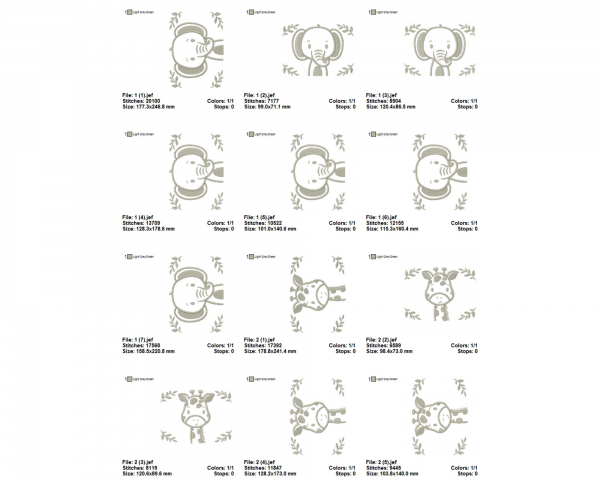 Safari Animals Machine Embroidery Designs-5 Types-7 Sizes-instant download