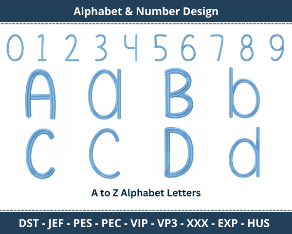 A Little Mixed Up Alphabet & Number Machine Embroidery Designs-1 Inches, 2 Inches, 3 Inches -instant download