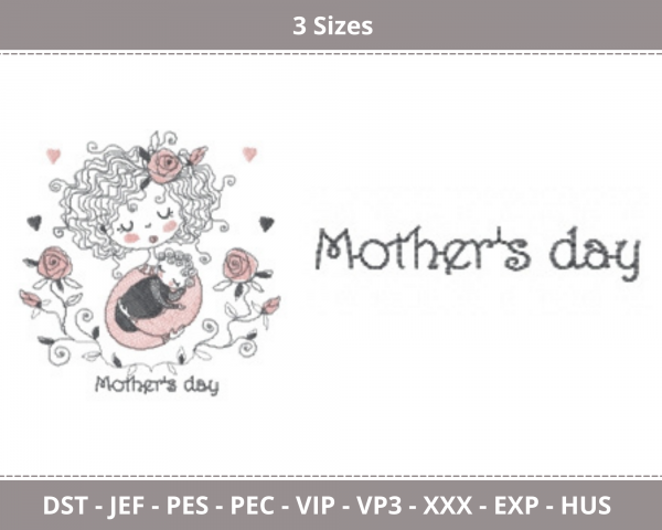 Mother’s Day Machine Embroidery Designs-3 Sizes-instant download