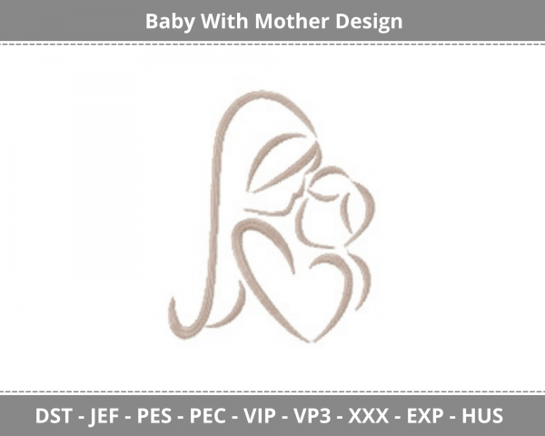Baby With Mother Machine Embroidery Designs-1 Size-instant download