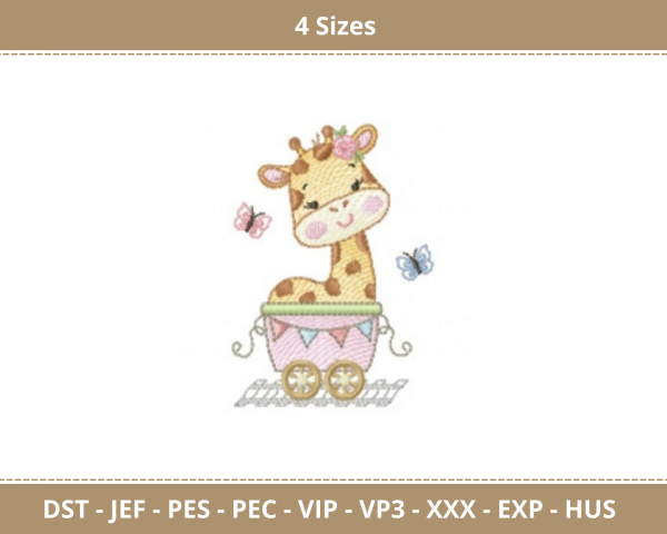 Baby Giraffe Machine Embroidery Designs-4 Sizes-instant download