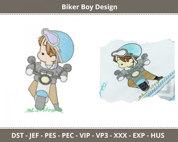 Biker Boy Machine Embroidery Design