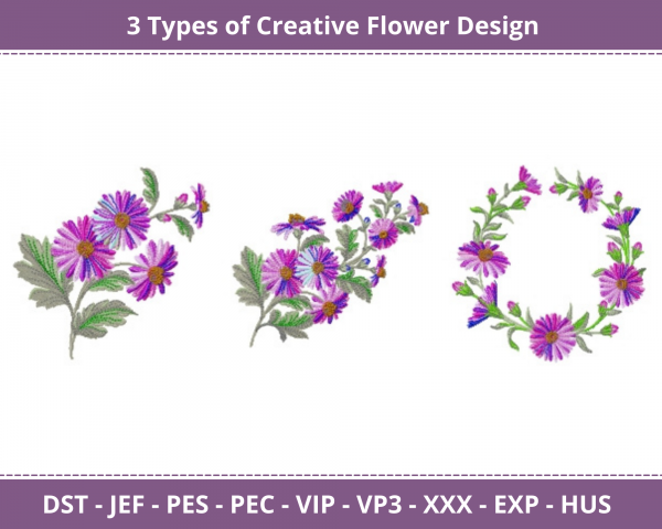 Creative Flower Machine Embroidery Design	