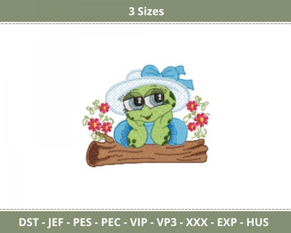 Frog Cartoon Machine Embroidery Designs-3 Sizes-instant download