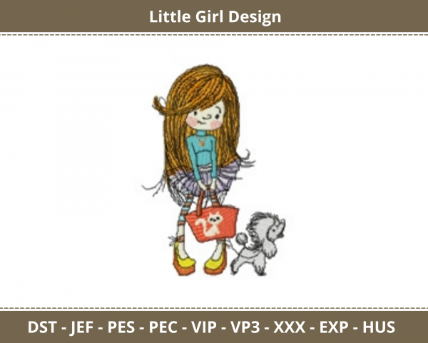 Little Girl Machine Embroidery Designs-1 Size-instant download