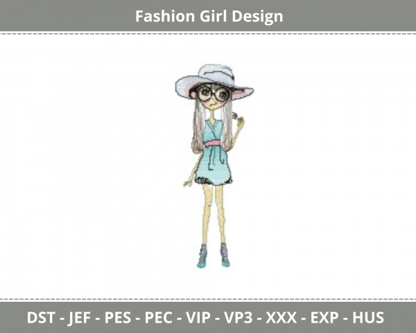 Fashion Girl Machine Embroidery Design