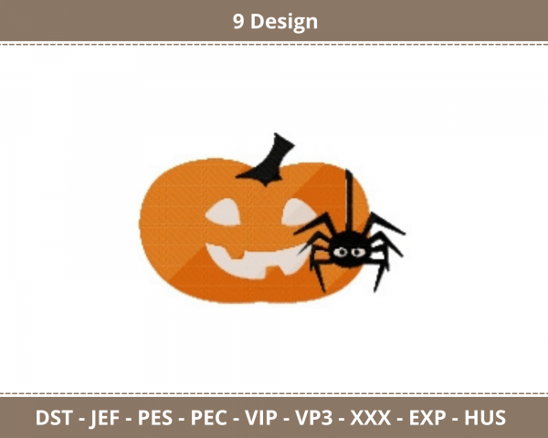 Halloween Pumpkin Machine Embroidery Design	