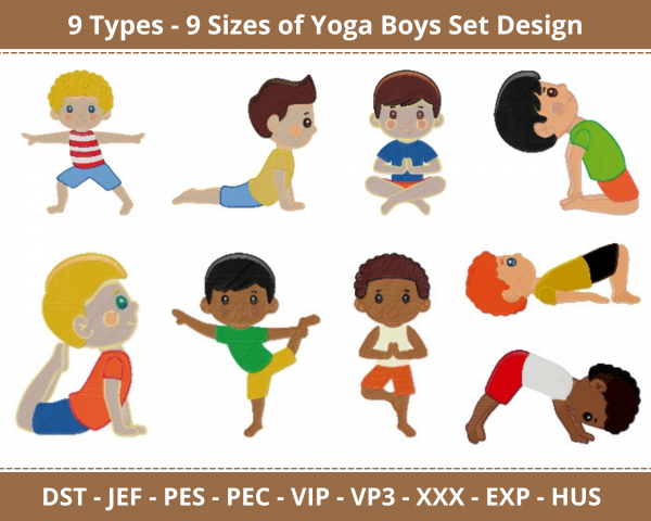 Yoga Boys Set Machine Embroidery Design
