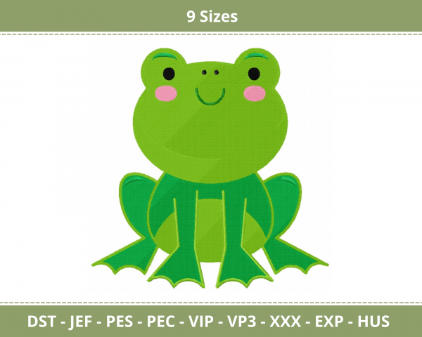 Frog Machine Embroidery Designs-9 Sizes-instant download