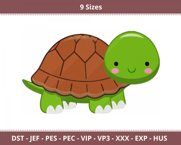 Cute Tortoise Machine Embroidery Designs-9 Sizes-instant download