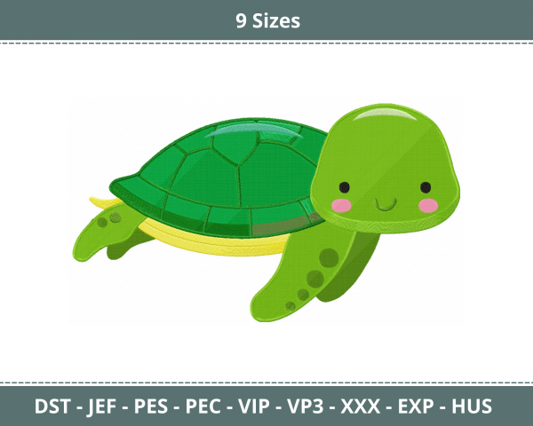 Turtle Machine Embroidery Designs-9 Sizes-instant download