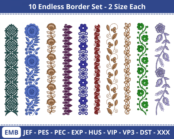 Endless Border Set Machine Embroidery Design		