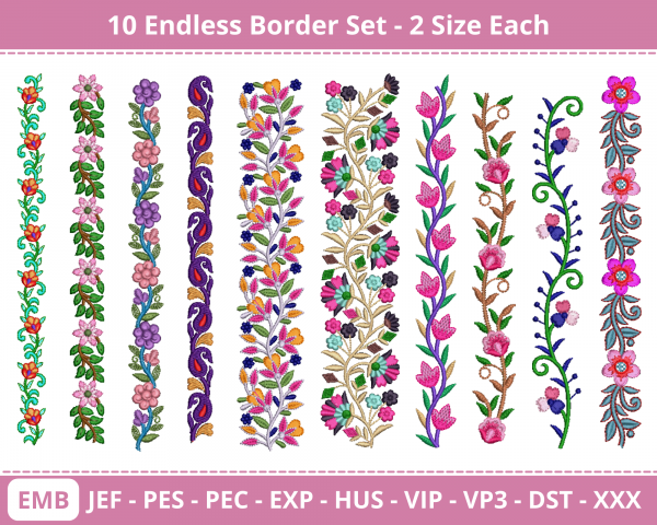 Endless Border Set Machine Embroidery Design	