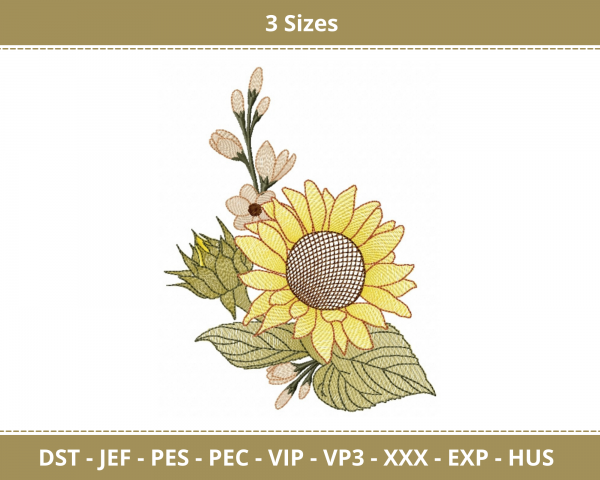 Sun Flowers Machine Embroidery Design