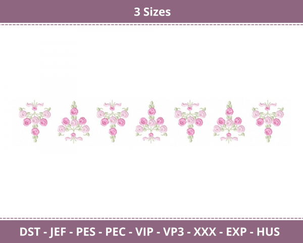 Rose Flowers Border Machine Embroidery Design