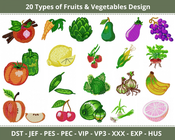 Fruits & Vegetables Machine Embroidery Design