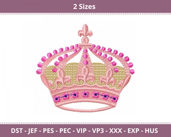 Crown Machine Embroidery Designs-2 Sizes-instant download