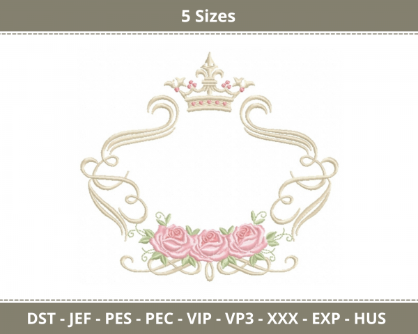 Royal Crown Frame Machine Embroidery Design