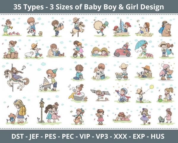 Baby Boy & Girl Machine Embroidery Design	