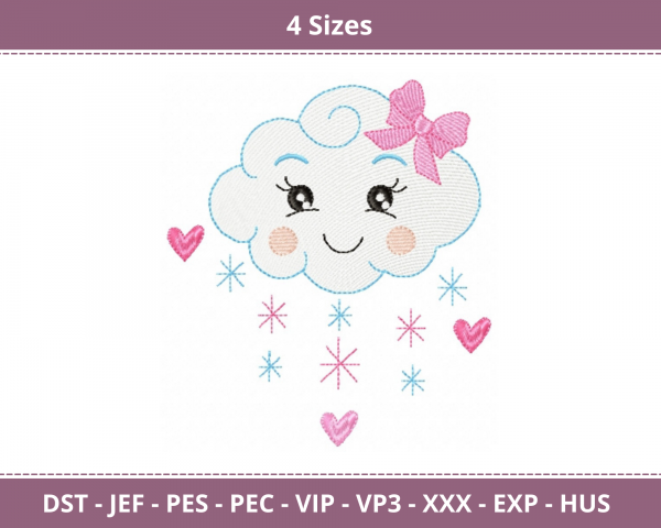 Cute Baby Cloud Machine Embroidery Design	