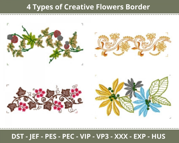 Creative Flower Border Machine Embroidery Design	