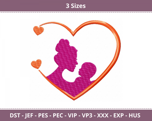 Mom & Son With Love Machine Embroidery Design	